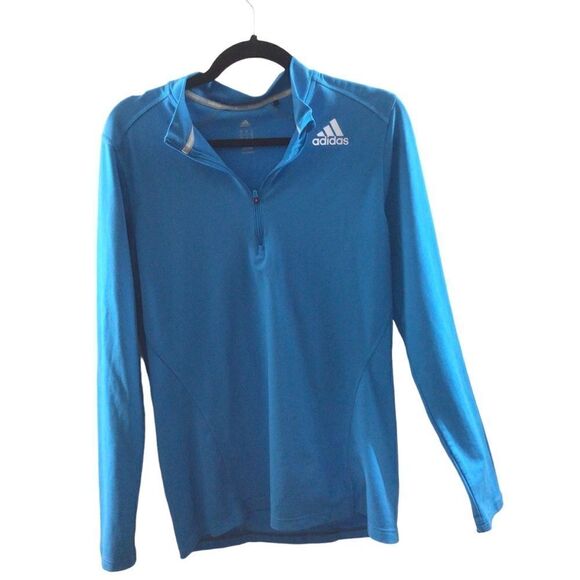 adidas Tops - Women’s Blue‎ Adidas Pullover Long Sleeve Quarter Zip Running Shirt Size Medium